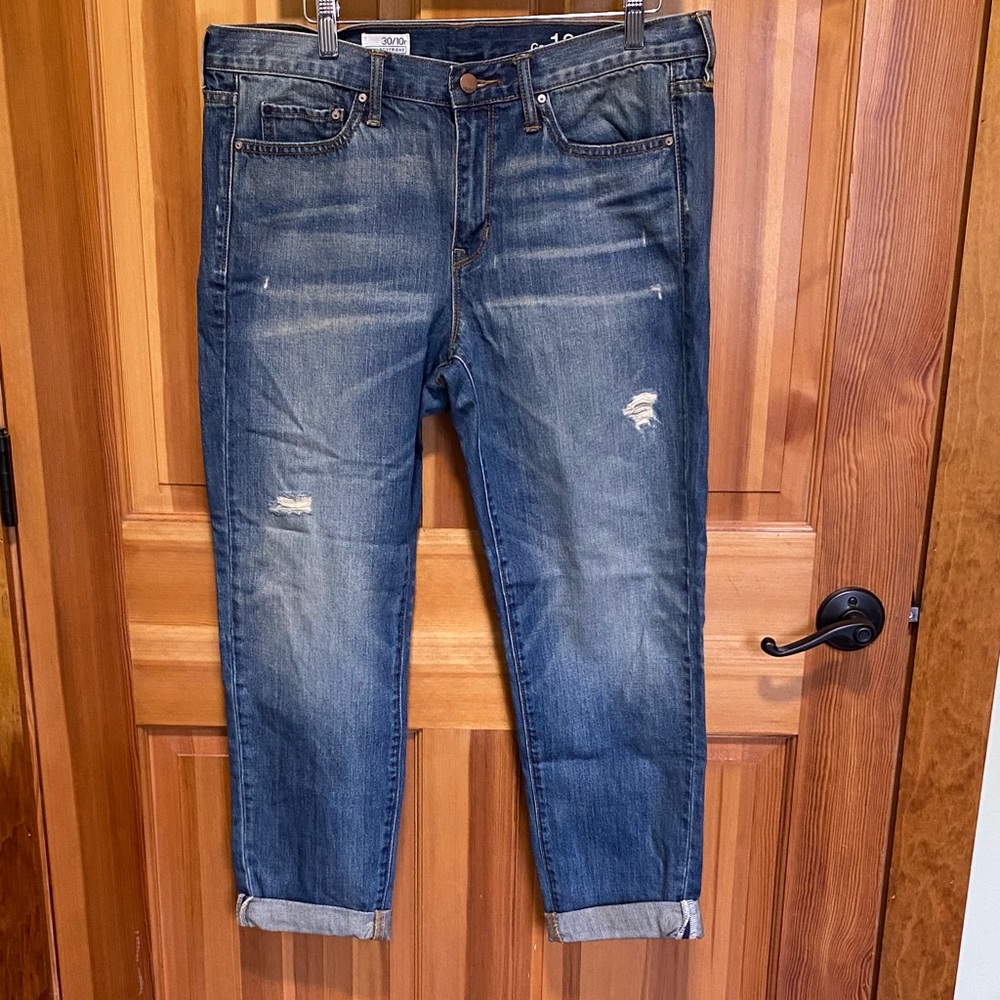 GAP Relaxed Fit Distressed Sexy Boyfriend Blue Jeans